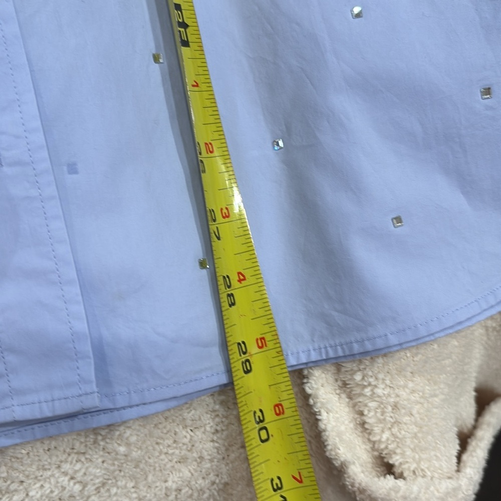 Frame Light  Blue Rhinestone Shirt - Picture 7 of 8